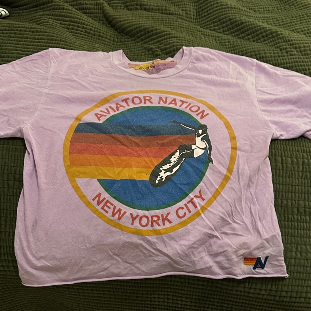Aviator Nation Kids Lavender Short Sleeve 'New York City' Graphic Tee
